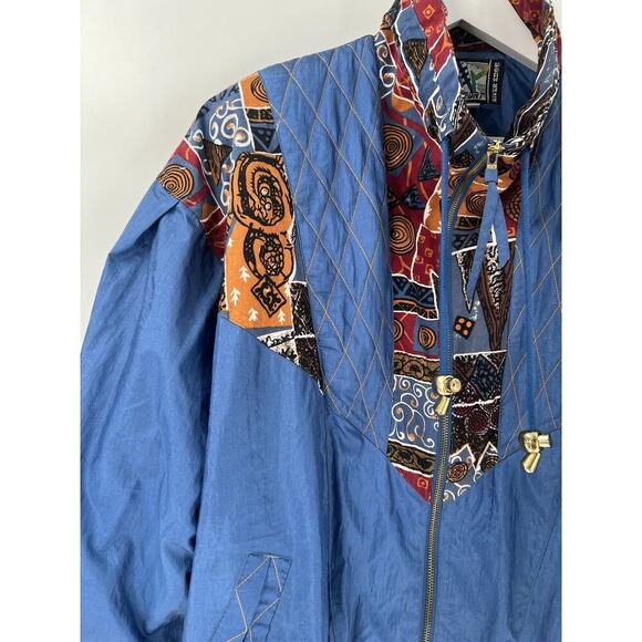 Rivers Edge Sport Vintage Jacket Womens Large Retro Blue Patchwork Quilted Zip - Picture 4 of 14